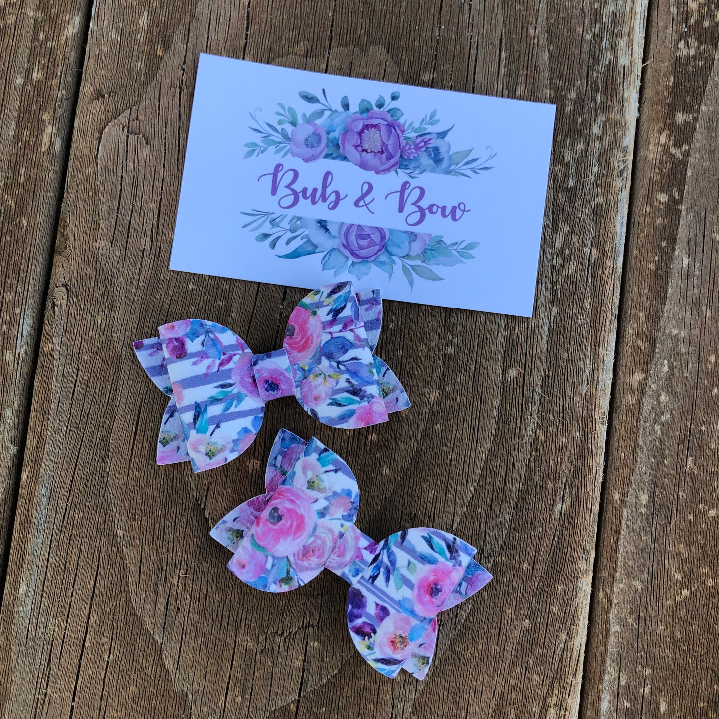 Striped Bouquets Mini Beauty Bow