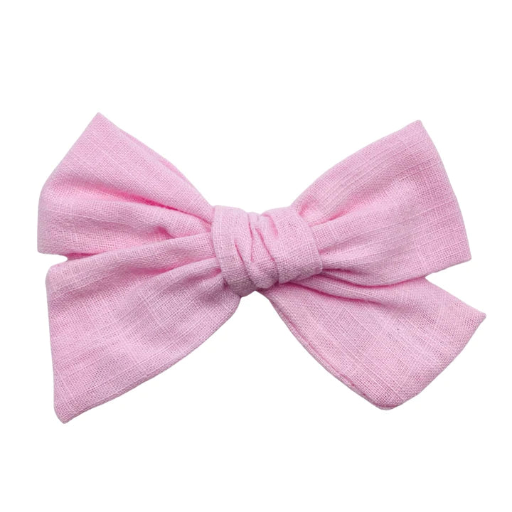 Light Pink Linen Bow 4"