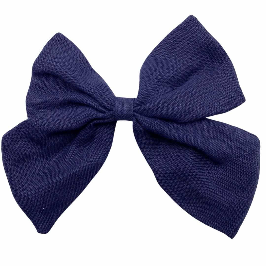 Navy Linen Bow