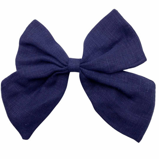 Navy Linen Bow