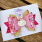 Pink Floral Bunnies Maria Clay Bow