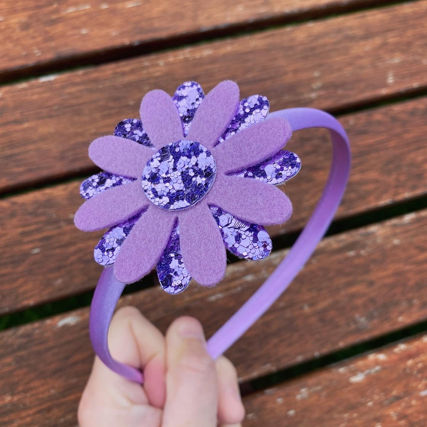 Purple Daisy Satin Headband