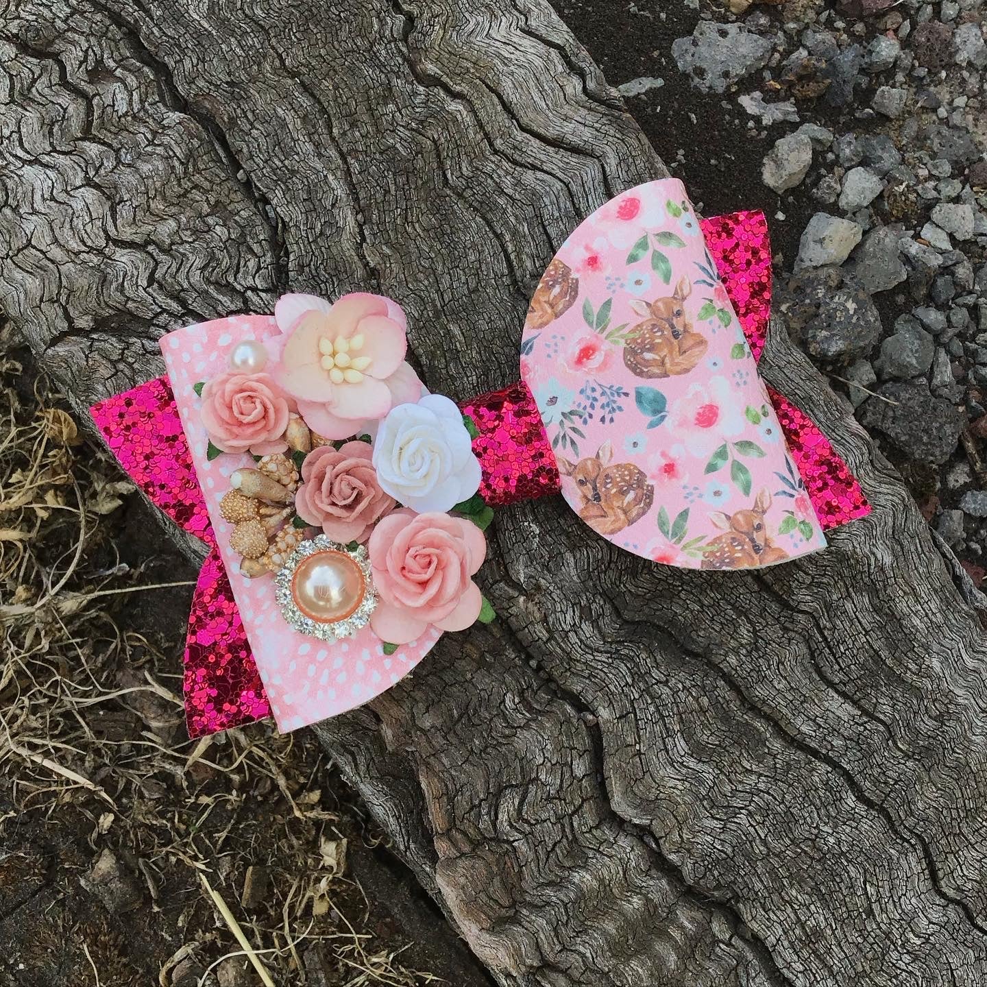 OOAK Pink Deer Bow
