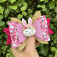 Pink Floral Bunnies Maria Clay Bow