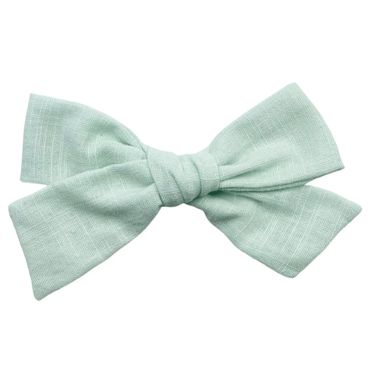 Mint Linen Bow 4"