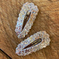 Silver Sparkle Scalloped Snap Clip
