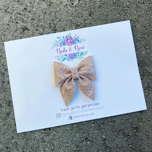 Vintage Floral Embossed Mini Sailor Bow (Rosewood)