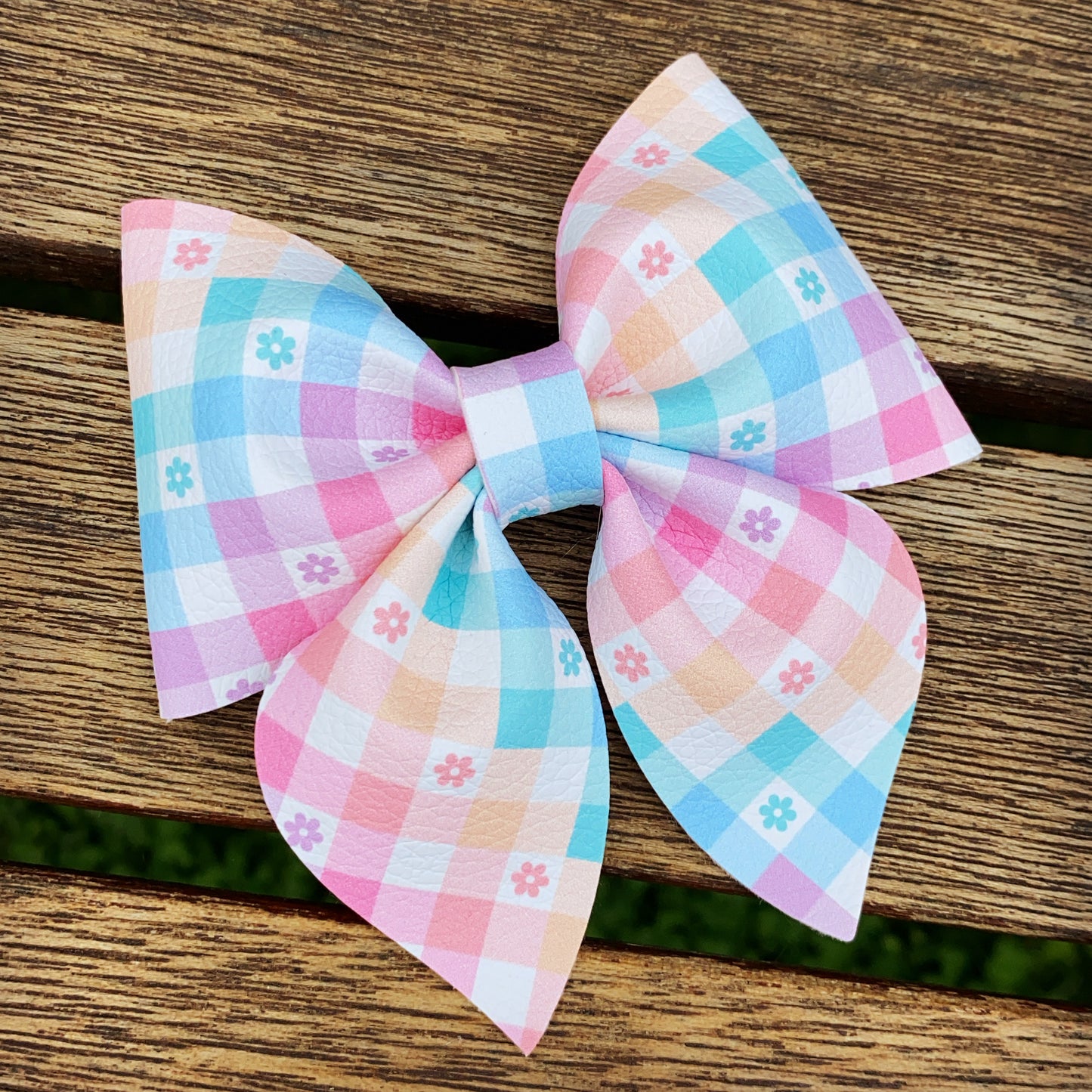 Pastel Gingham Large Sailor Bow
