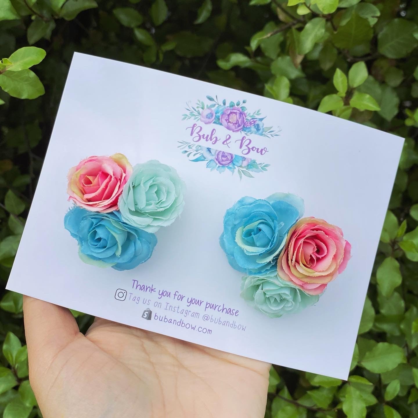 Fabric Flower Cluster Piggy Clips