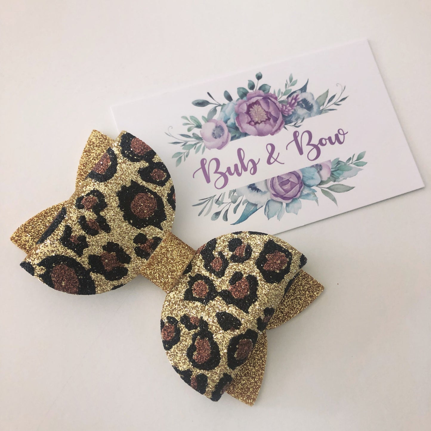 Leopard Print Glitter Bow