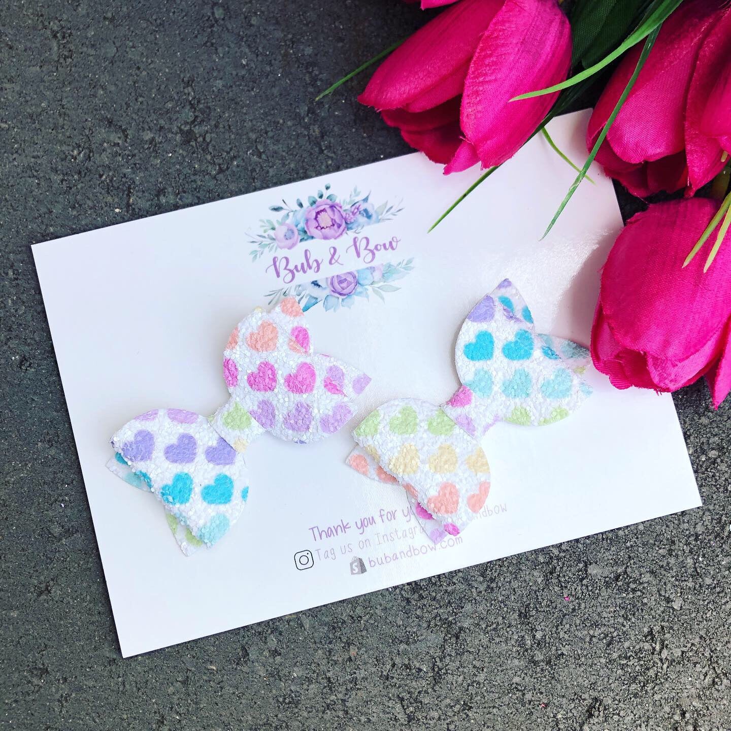 Rainbow Heart Glitter Mini Beauty Piggy Clips